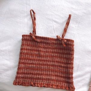 Gingham shirring crop top